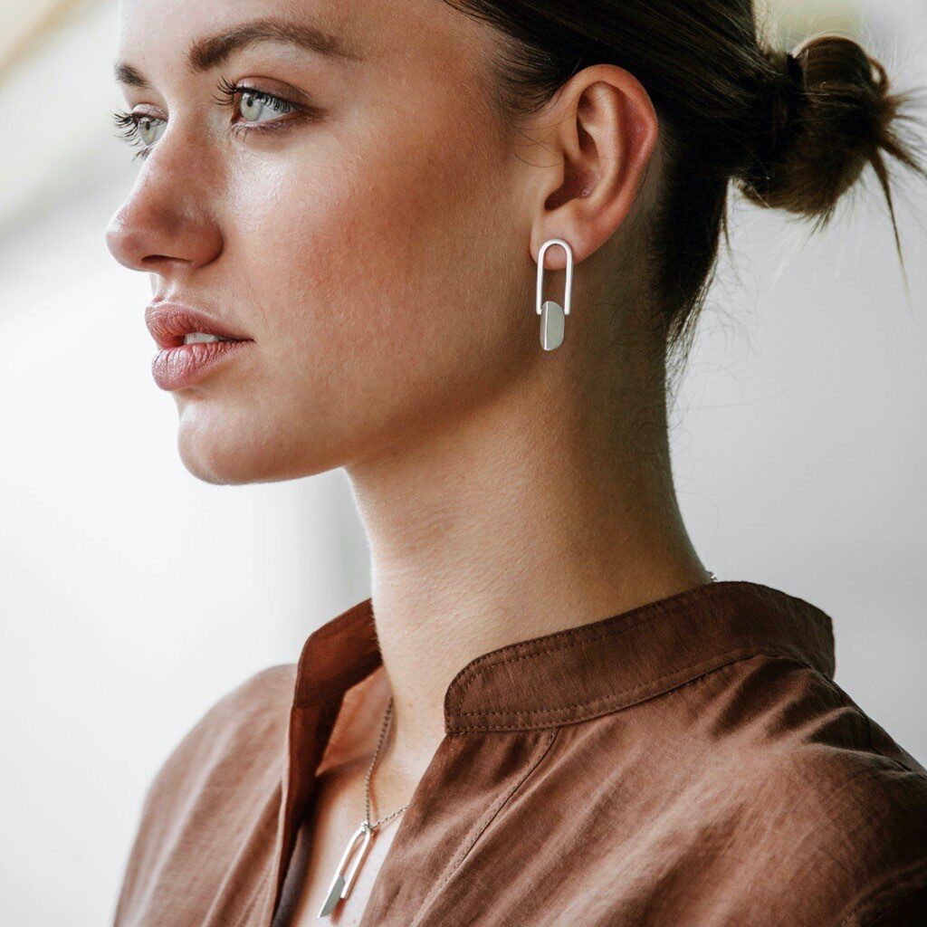 boucles d'oreilles pliage cadre argent
