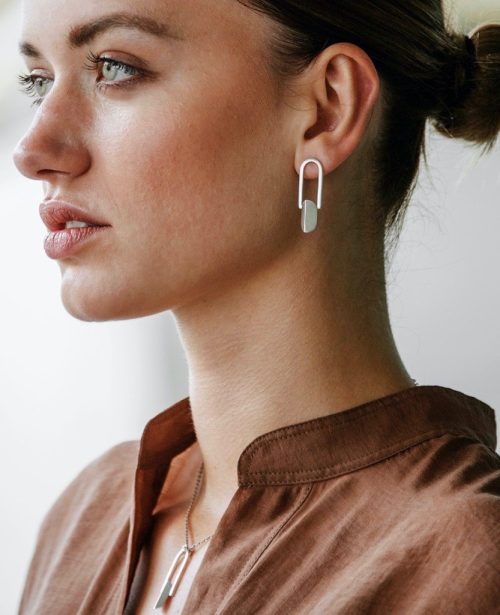 boucles d'oreilles pliage cadre argent