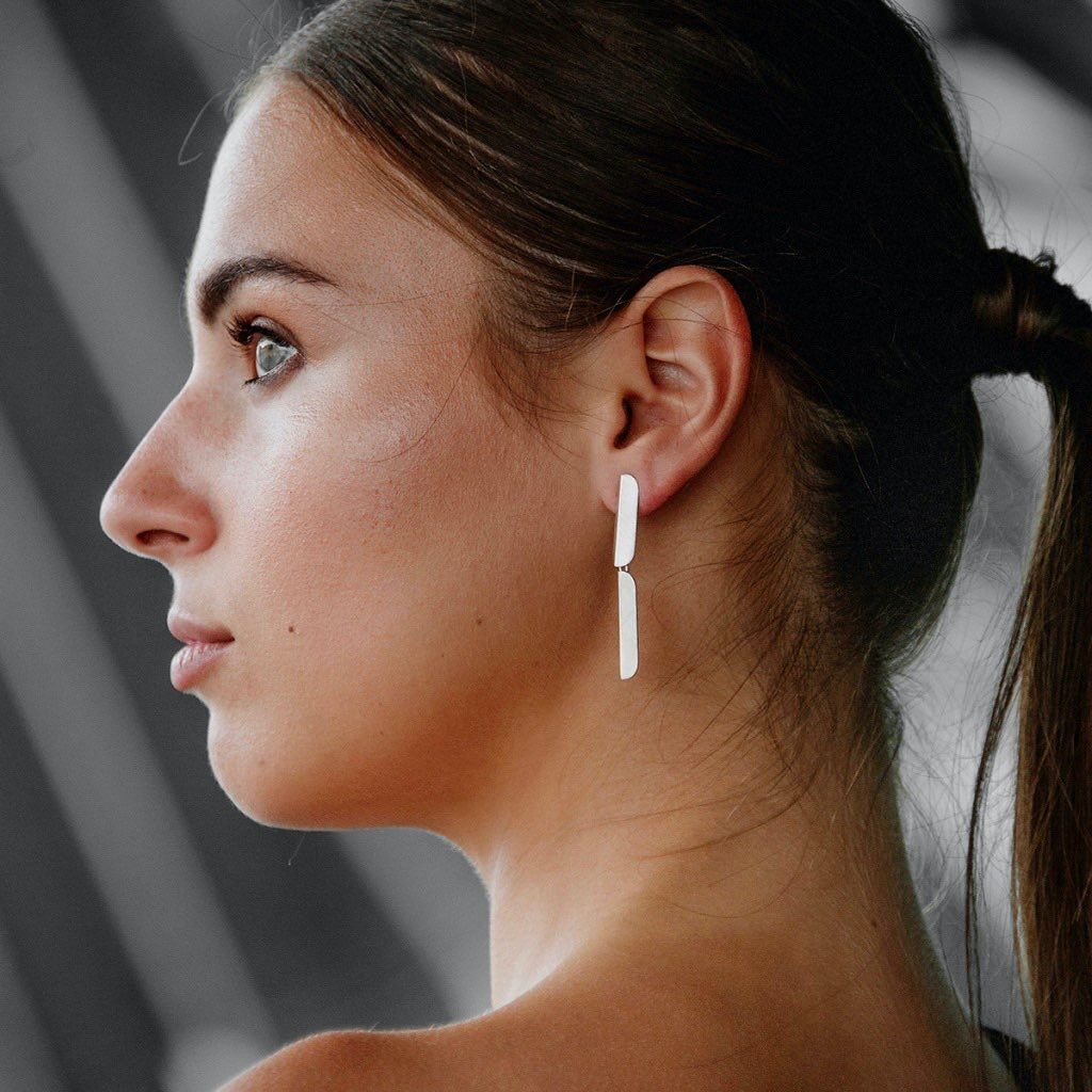 boucles d'oreilles pliage double argent