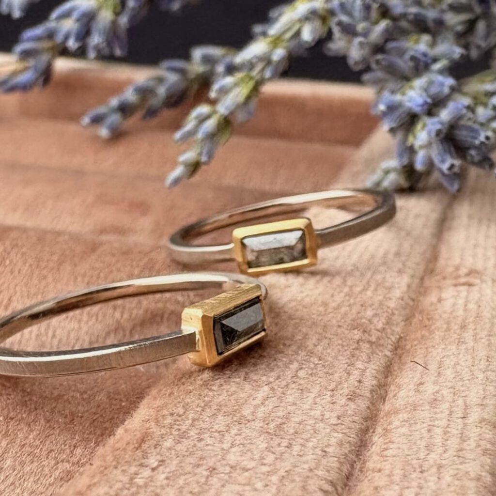 solitaire or jaune et or gris diamant salt and pepper