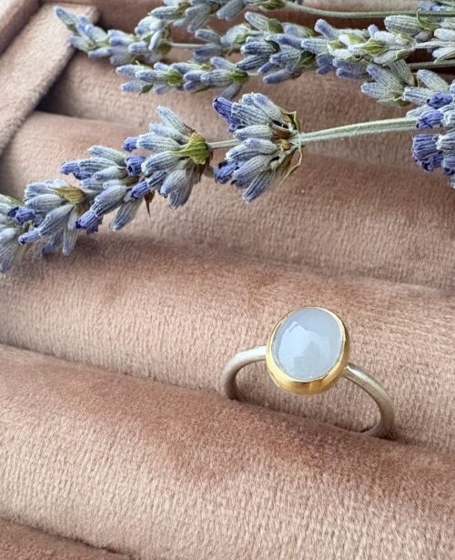 bague jade lavande or et argent minimaliste
