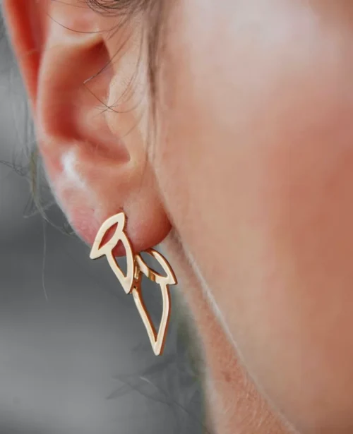 Boucles d'oreilles dorées devant derrière